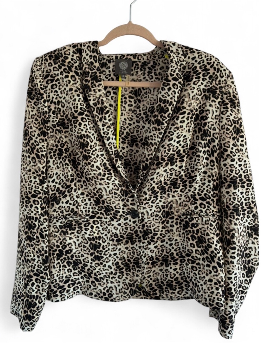 Vince Camuto Leopard Animal Print One Button Blazer Jacket 12 NWOT